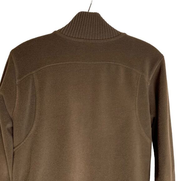 Snozu Women's size Medium Brown Fleece Sweater trim Full Zip Front Jacket - Picture 7 of 10